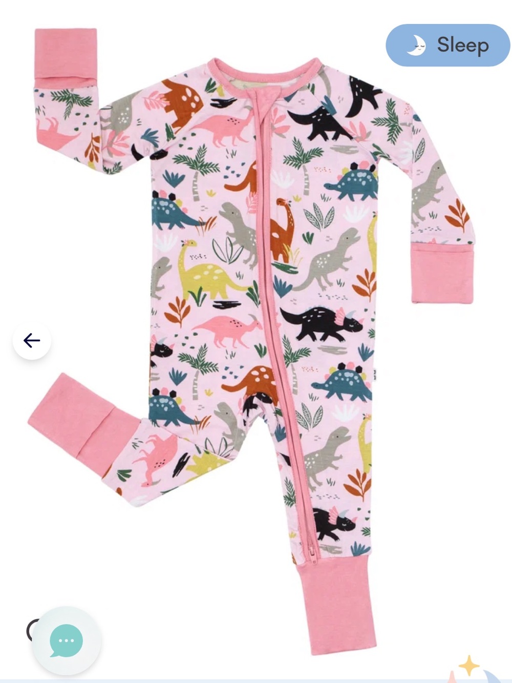Little Sleepies Jurassic Jungle Print Zippy